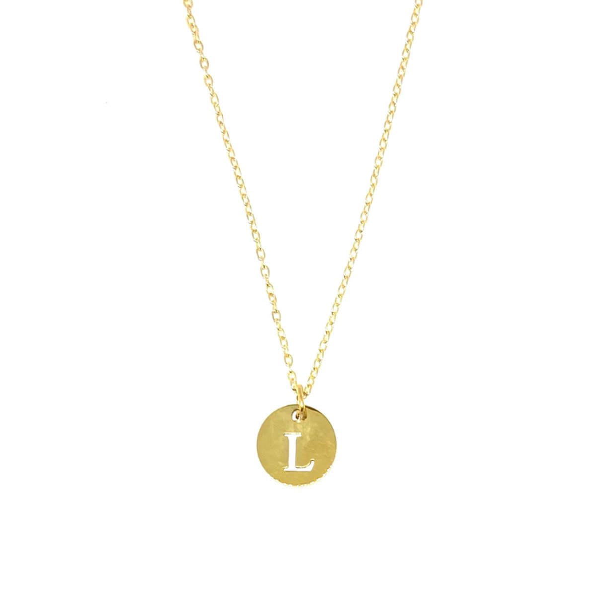 Letter ketting coin - initiaal L - goud
