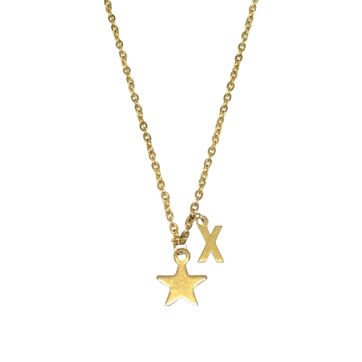 Letter ketting ster - initiaal X - goud