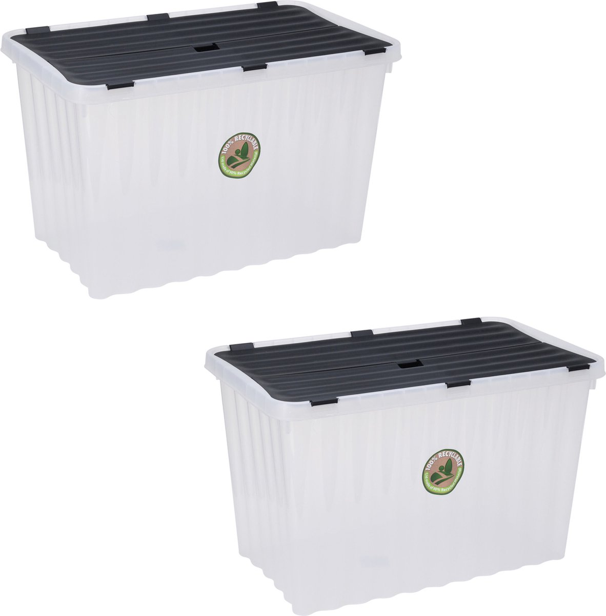 Storage Solutions Opbergdozen/organizers met deksel 3x stuks - kunststof - 76L