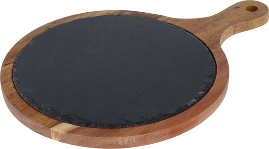 Foto: Krumble borrelplank rond serveerplank tapasplank hapjesplank kaasplank bord serveerplank hout leisteen diameter 25 5 cm