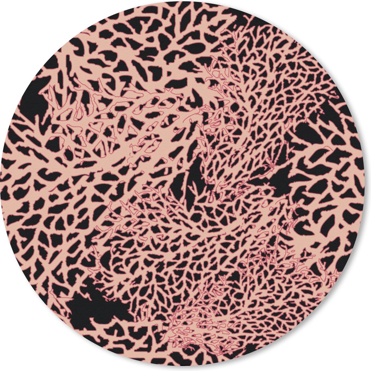 Muismat rond 50x50 cm - Mousepad Koraal - Roze - Structuur - Patronen - Ronde muismatten