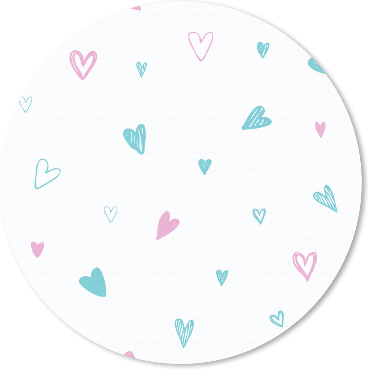 Muismat rond 30x30 cm - Mousepad Hartjes - Patronen - Pastel - Ronde muismatten