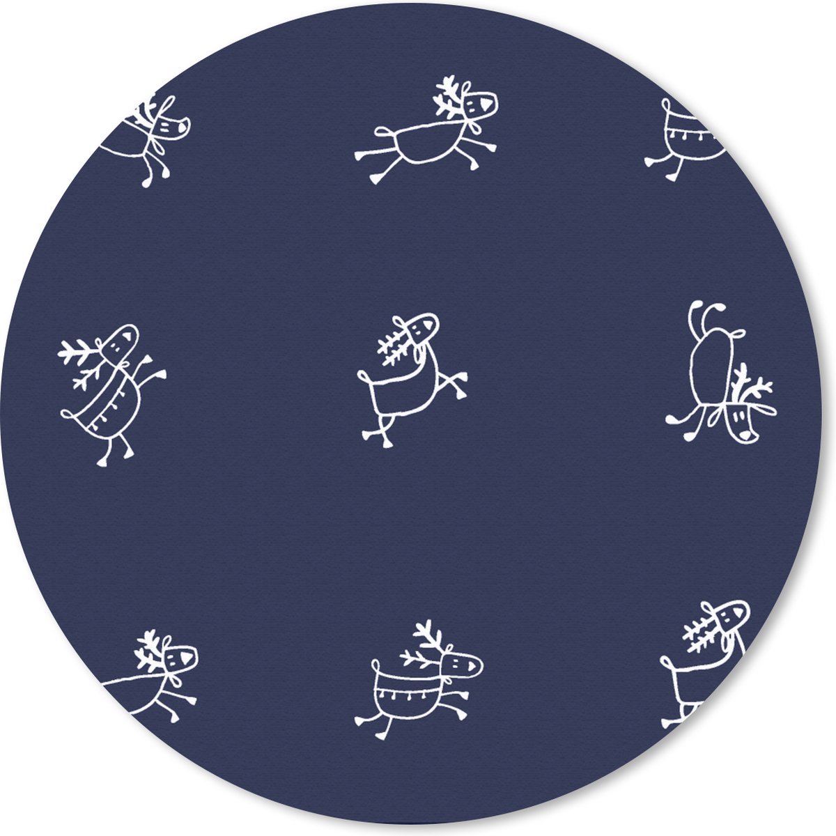 Muismat rond 40x40 cm - Mousepad Hert - Patroon - Illustratie - Ronde muismatten