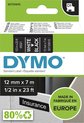 DYMO originele D1 labels | Witte Tekst op Zwart Label | 12 mm x 7 m | zelfklevende etiketten voor de LabelManager labelprinter