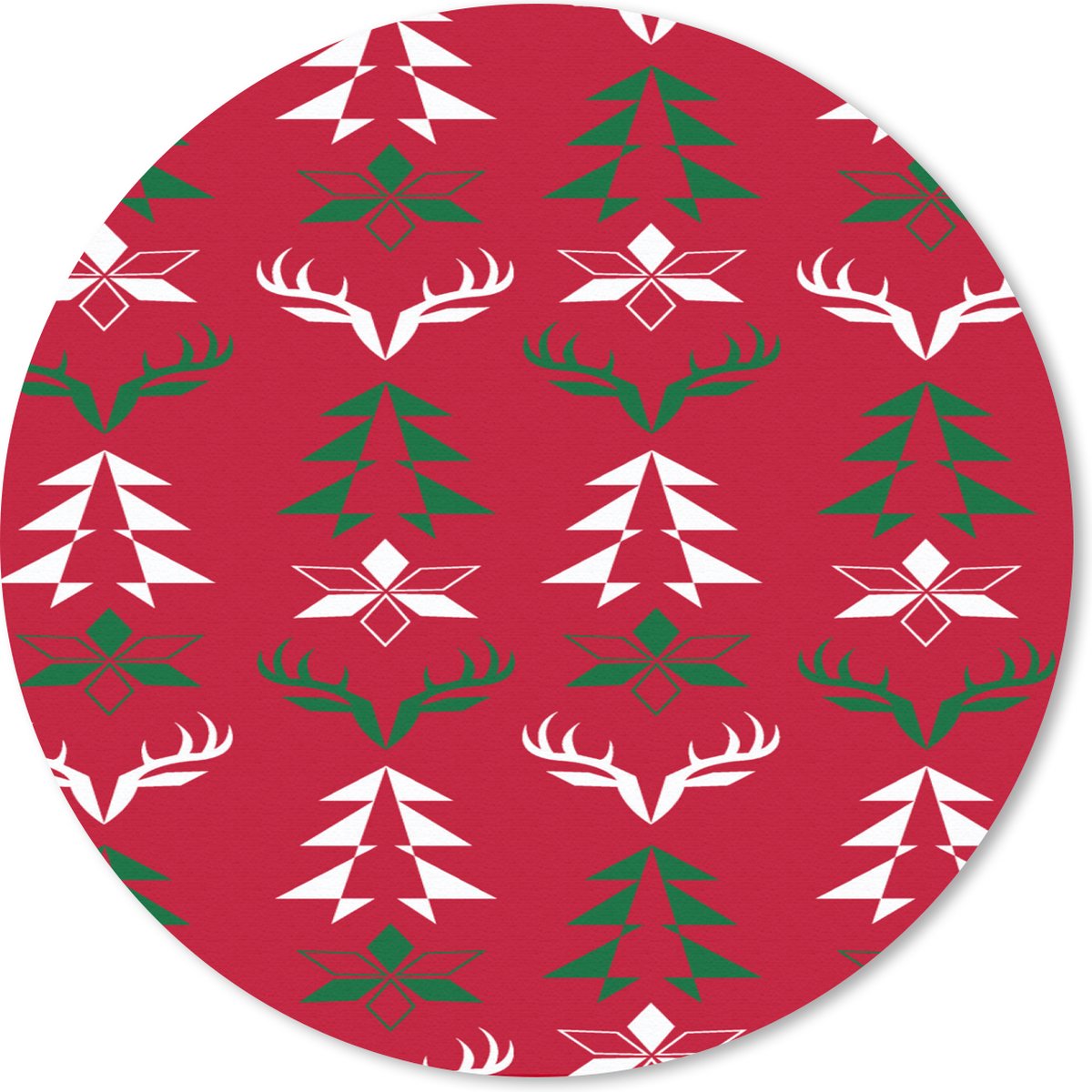 Muismat rond 50x50 cm - Mousepad Hert - Patroon - Kerst - Ronde muismatten