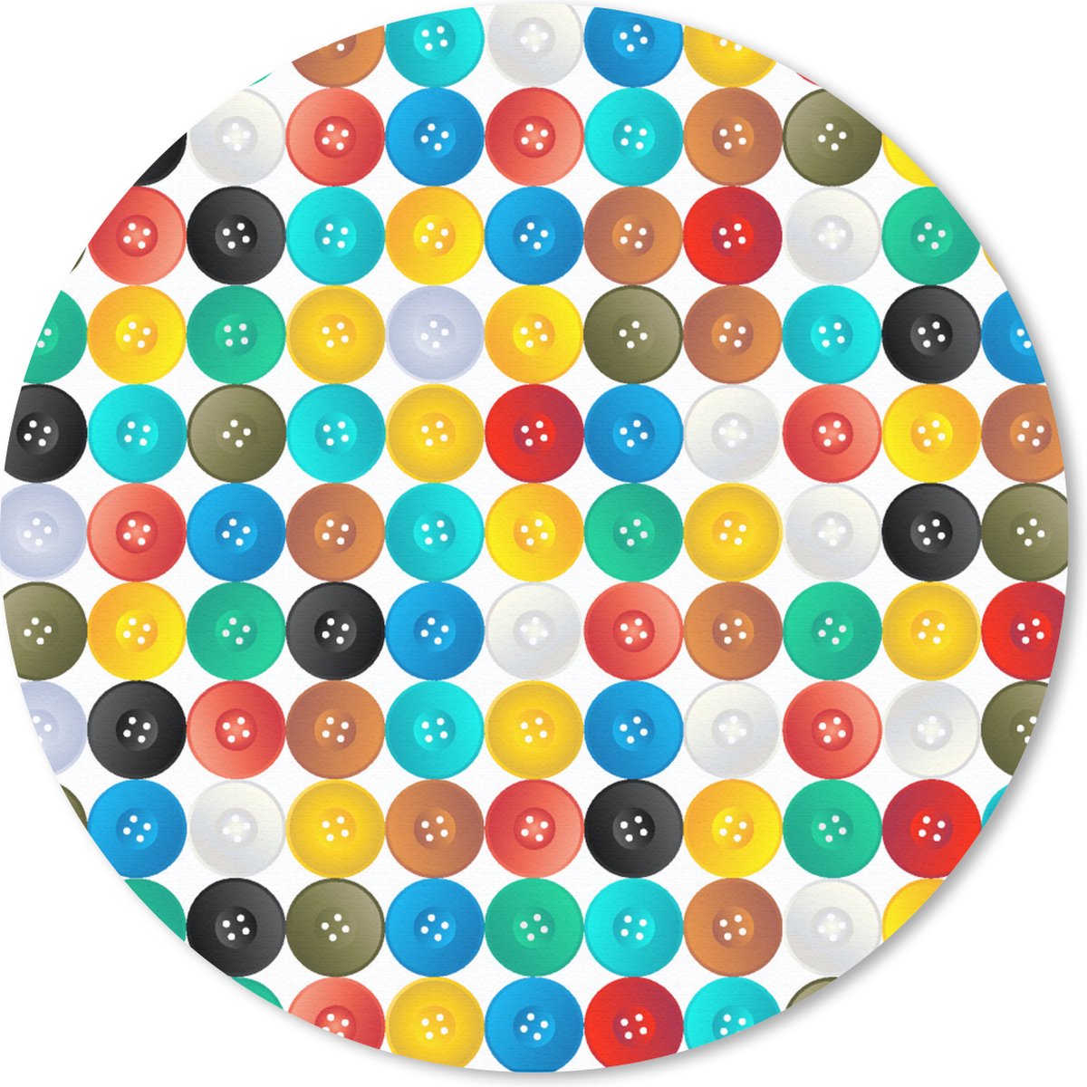 Muismat rond 20x20 cm - Mousepad Knopen - Regenboog - Kleding - Design - Ronde muismatten