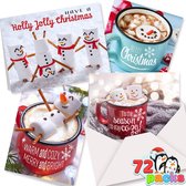72 cartes de vœux de vacances de Noël avec enveloppes pour la saison de Noël d'hiver Cartes de joyeux Noël, collection d'animaux d'hiver, cartes-cadeaux d'hiver
