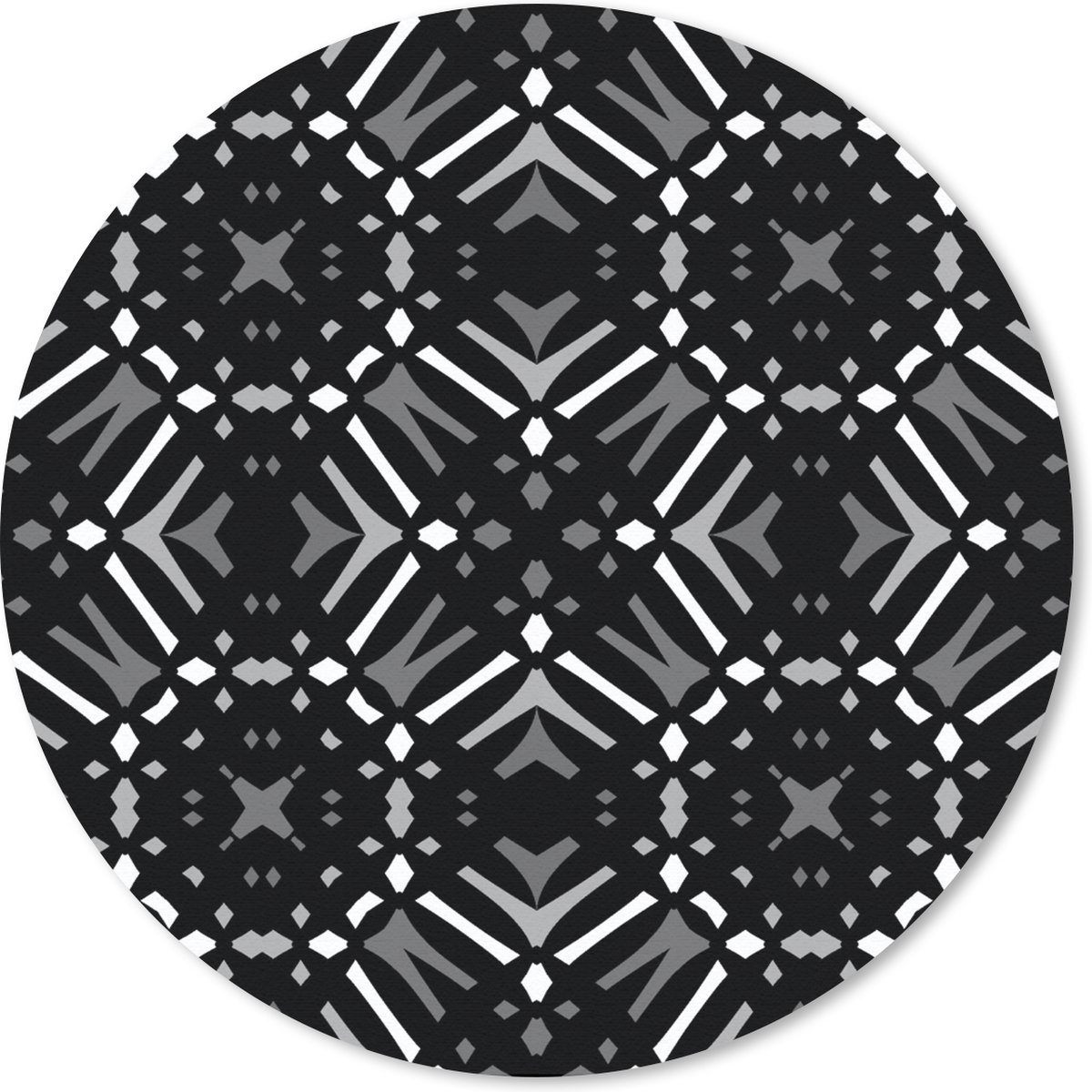 Muismat rond 30x30 cm - Mousepad Patroon - Zwart Wit - Geometrie - Ronde muismatten