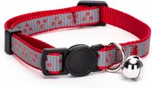 Nobleza Kittenhalsband - Kattenhalsband met sterren - Halsband kat veiligheidssluiting - Reflecterende kattenhalsband - Rood