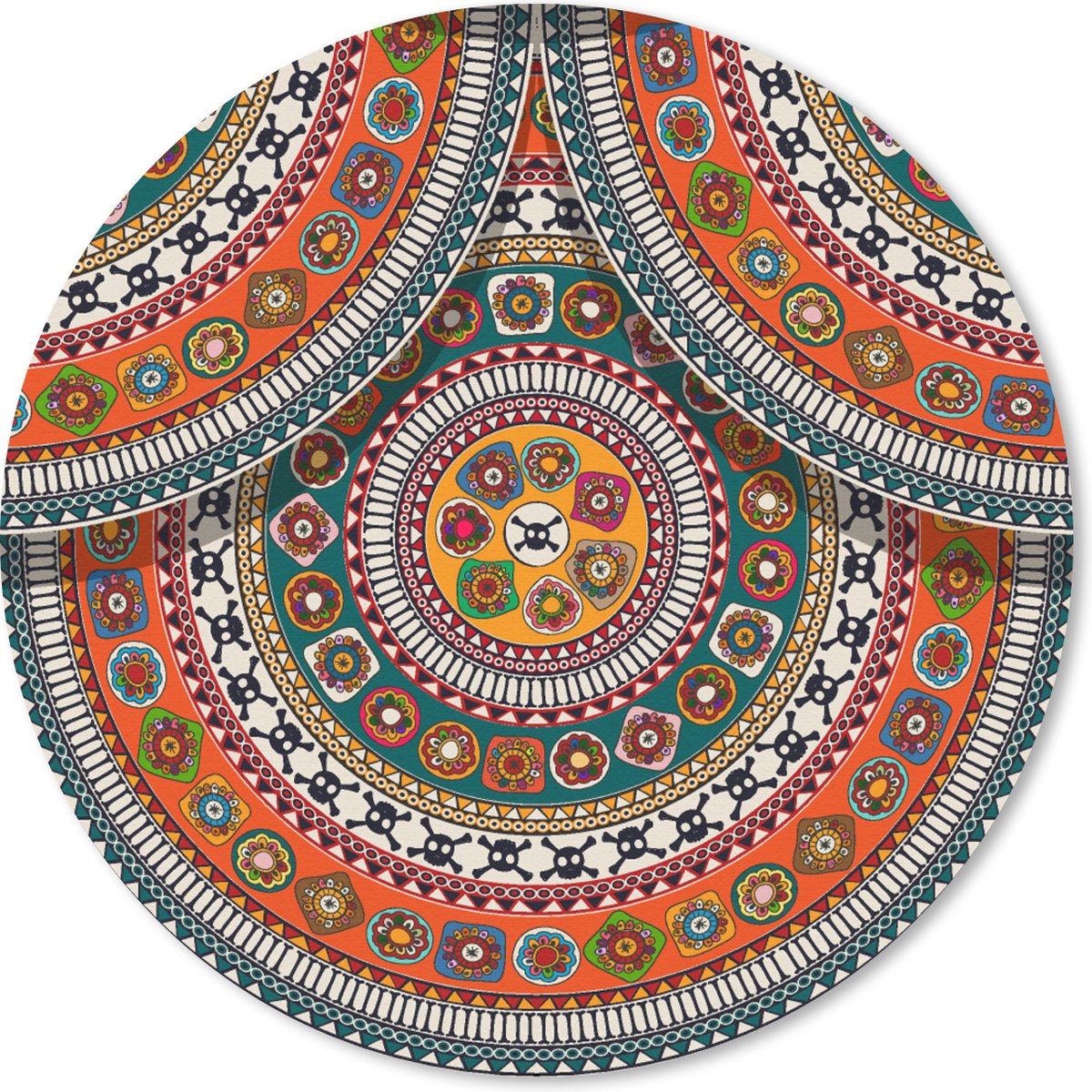 Muismat rond 30x30 cm - Mousepad Cirkels - Azteken - Patronen - Zuid-Amerika - Ronde muismatten