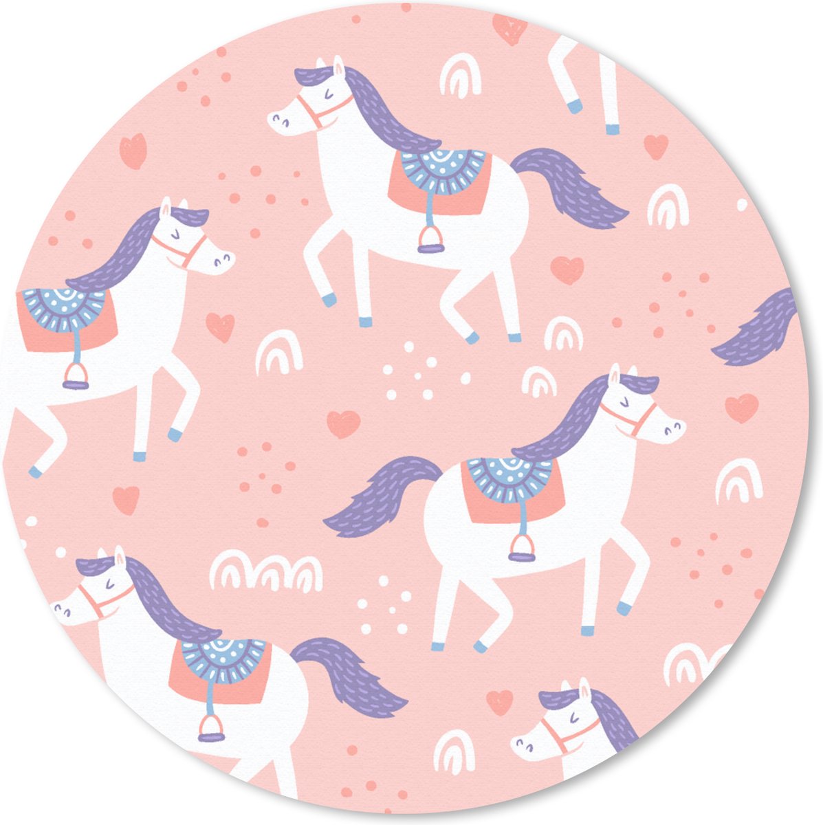 Muismat rond 20x20 cm - Mousepad Paard - Hart - Patronen - Ronde muismatten