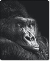 Muismat Groot - Gorilla - Aap - Zwart - Wit - Portret - 30x40 cm - Mousepad - Muismat