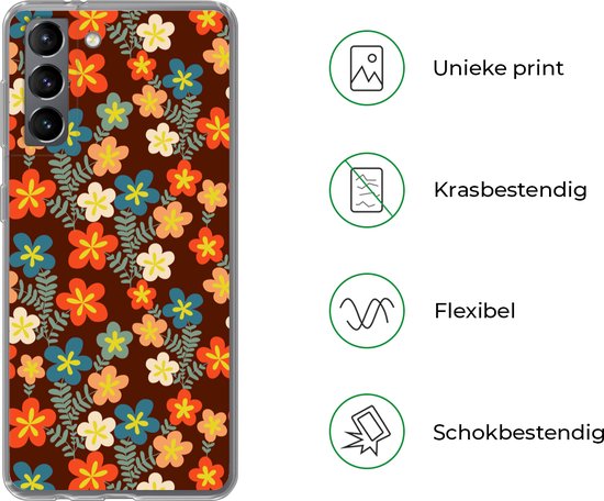 Coque Samsung Galaxy S21 - Rétro - Motifs - Fleurs - Années 1970 - Coque de téléphone en Siliconen -