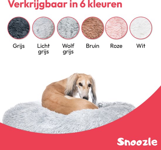 Snoozle Donut Hondenmand - Zacht en Luxe Hondenkussen - Wasbaar - Fluffy - Hondenmanden - 80cm - Lichtgrijs - Snoozle