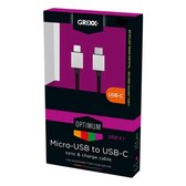 Grixx Optimum Kabel Micro USB naar USB-C - USB 3.1 - 3.0 meter - Nylon afwerking