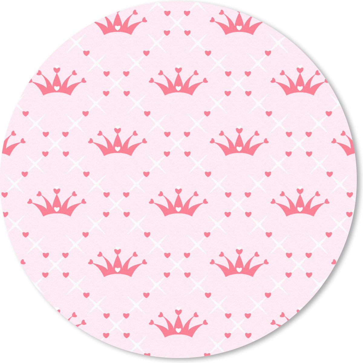 Muismat rond 50x50 cm - Mousepad Kroon - Patroon - Roze - Ronde muismatten
