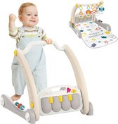 Hibaby 3-in-1 Baby Gym Speelmat - Loopwagen - Kick & Play Piano - Baby speelkleed - Voor pasgeboren baby's - Peuters - Cadeau voor baby's Meisjes Jongens - Grijs