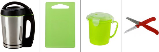 DOMO Soepmaker (DO498BL) incl. TESCOMA snijplankje, SOLINGER snijmesje en soepbeker - Soepsimpel Pakket