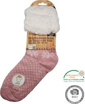 Antonio Huissokken - Sneeuwvlokken - Roze Wit - Dames - Antislip ABS - One Size (35-42) - Hüttensocken - Warme Sokken - Warme Huissok - Sloffen