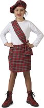 Funny Fashion - Landen Thema Kostuum - Schotse Suzy Rood Tartan - Meisje - Rood - Maat 140 - Carnavalskleding - Verkleedkleding