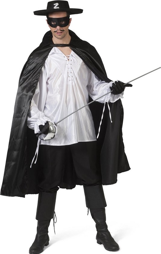 Funny Fashion - Zorro Kostuum - Zwarte Cape Mexicaanse Held Zorro Man -  Zwart - One... | bol