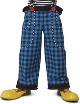 Clown & Nar Kostuum | Grote Gestikte Zakken Broek Clown August Blauw Zwarte Ruitjes Man | One Size | Halloween | Verkleedkleding