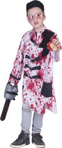 Funny Fashion - Frankenstein Kostuum - Bloederige Dwangbuis Patient Kind Kostuum - Wit / Beige - Maat 164 - Halloween - Verkleedkleding