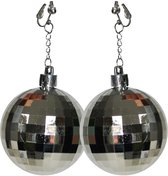 Funny Fashion - Jaren 80 & 90 Kostuum - Disco Bal Oorbellen Donna Summer - zilver - Carnavalskleding - Verkleedkleding