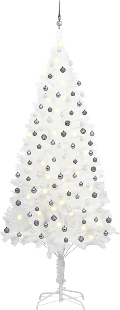 Prolenta Premium - Kunstkerstboom met LED's en kerstballen 240 cm wit
