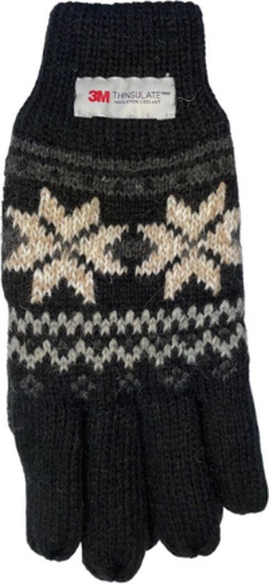 Heren handschoenen winter - Thinsulate voering - Noors motief zwart - One size