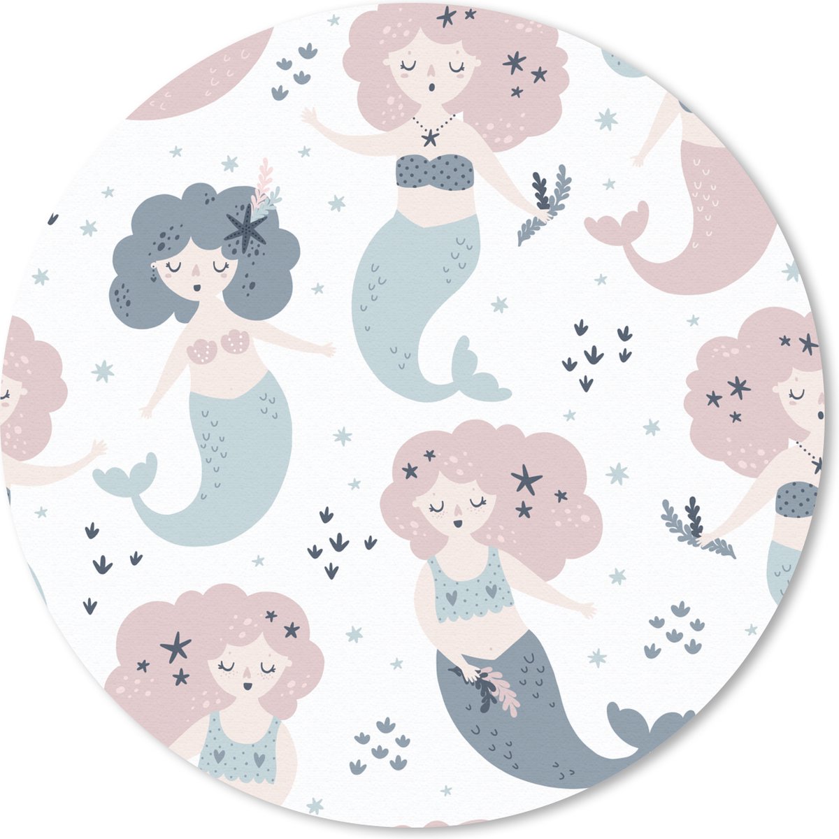 Muismat rond 30x30 cm - Mousepad Meisjes - Zeemeermin - Kinderen - Design - Ronde muismatten