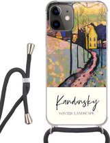 Hoesje met koord Geschikt voor iPhone 12 Mini - Winter landscape - Wassily Kandinsky - Siliconen - Crossbody - Backcover met Koord - Telefoonhoesje met koord - Hoesje met touw