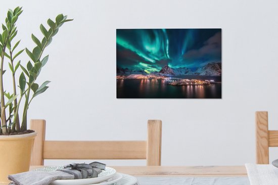 Peintures sur toile - Ciel vert / bleu aux Lofoten - 30x20 cm - Décoration murale