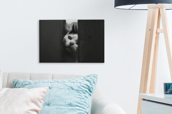 Profil animalier tricherie chat en toile noir et blanc 2cm 30x20 cm - petit - Tirage photo sur toile (Décoration murale salon / chambre)