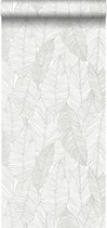 ESTAhome behang getekende bladeren warm grijs - 139009 - 0,53 x 10,05 m
