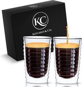 Designer thermobekers | 300 ml dubbelwandige glazen set van 2 Latte Macchiato - koffieglazen - Cappuccino- of theeglazen | robuust, hittebestendig en vaatwasmachinebestendig (grijs) (grijs)