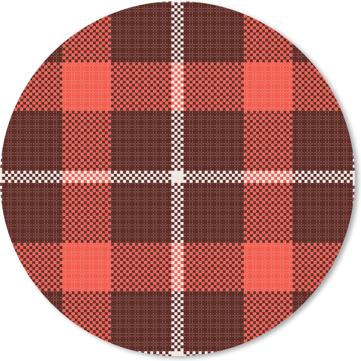 Muismat rond 30x30 cm - Mousepad Schotse ruit - Plaid - Rood - Patronen - Ronde muismatten