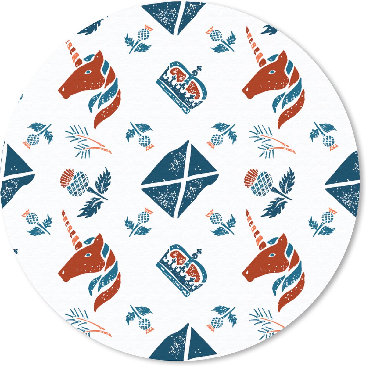 Muismat rond 40x40 cm - Mousepad Schotland - Patronen - Unicorn - Ronde muismatten