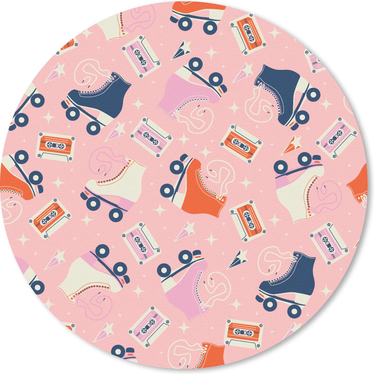 Muismat rond 50x50 cm - Mousepad Retro - Skeelers - Patronen - Cassette - Ronde muismatten