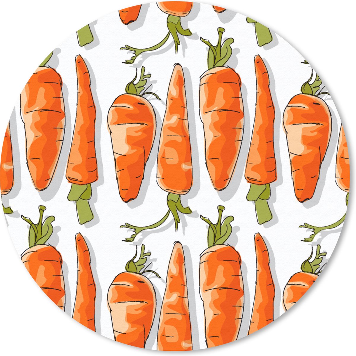 Muismat rond 20x20 cm - Mousepad Wortel - Groenten - Patronen - Ronde muismatten