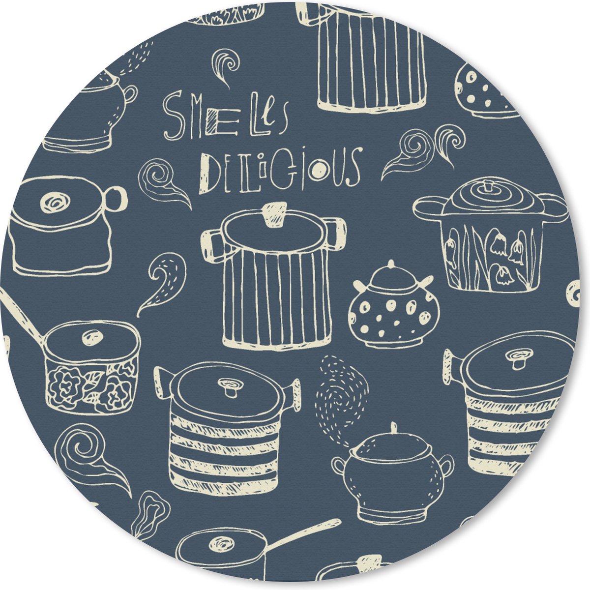 Muismat rond 20x20 cm - Mousepad Patroon - Pannen - Koken - Ronde muismatten