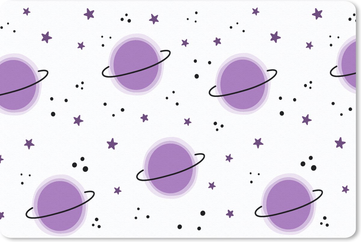 Muismat 27x18 cm - Mousepad Space - Planeten - Sterren - Ruimtevaart - Patroon - Muismatten