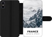 Telefoonhoesje Geschikt voor iPhone XS Max telefoonhoesje - Frankrijk - Bergen - Sneeuw - Met vakjes - Wallet case met magneetsluiting