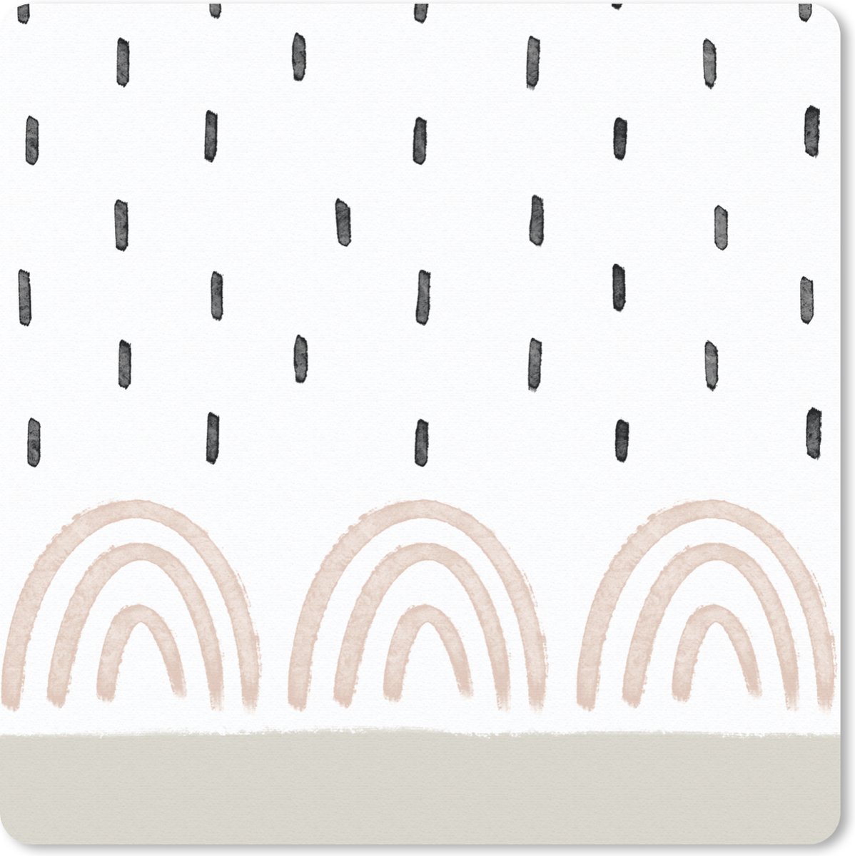 Muismat 30x30 cm - Mousepad Regenboog - Pastel - Regen - Muismatten