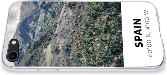 Coque iPhone 7 - Espagne - Montagnes - Fleurs - Coque de téléphone en Siliconen
