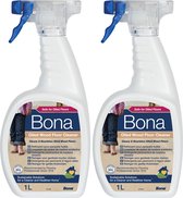 Bona Geoliede Houten Vloer Reiniger Spray - 2 x 1 Liter Multipack - Streeploos - Sneldrogend