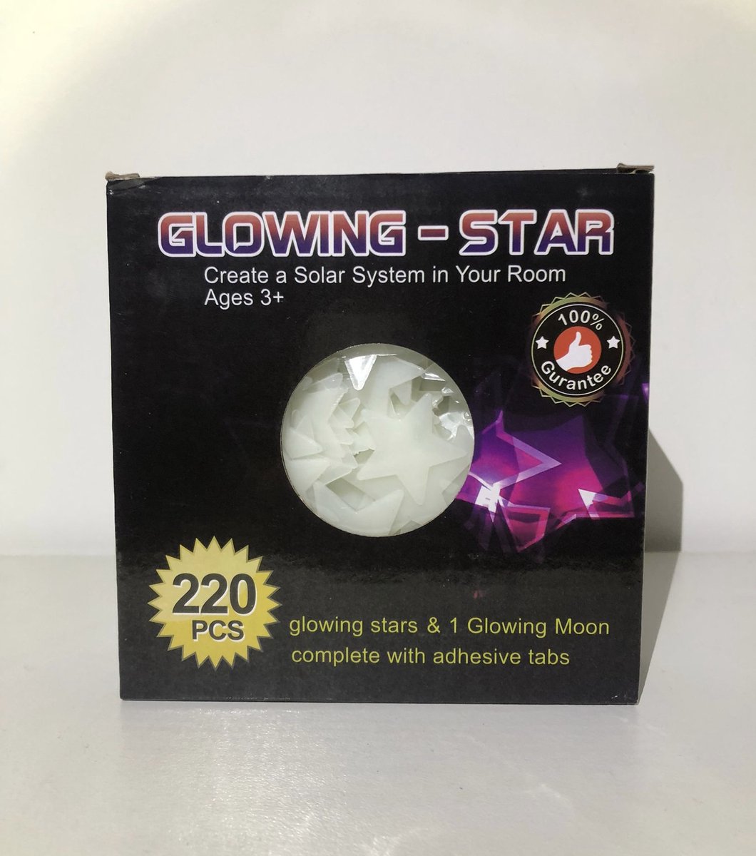 Glow in the dark sterren 220 stuks incl 1 maan