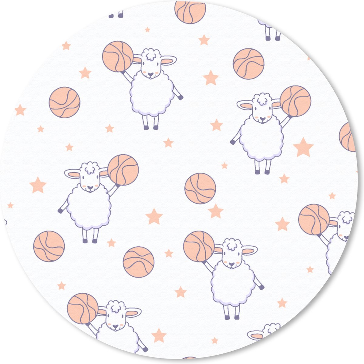 Muismat rond 50x50 cm - Mousepad Basketbal - Patronen - Schapen - Ronde muismatten
