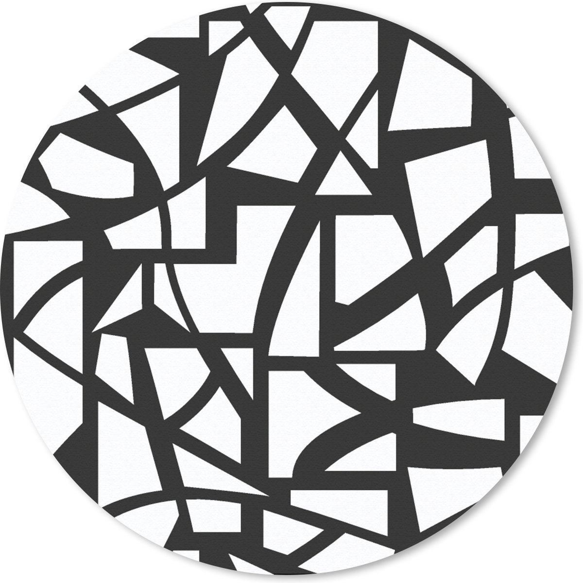 Muismat rond 20x20 cm - Mousepad Patronen - Geometrisch - Wit - Zwart - Ronde muismatten
