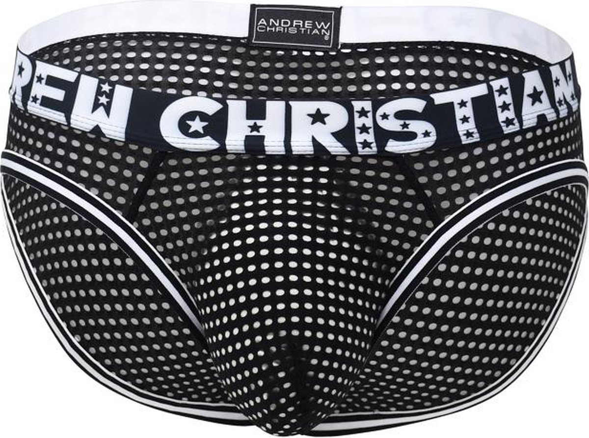 Andrew Christian ALMOST NAKED® Mesh Brief Black - MAAT L - Heren Ondergoeds (erotisch) - Slip voor Mans (erotisch) - Mannen Mannen Slip